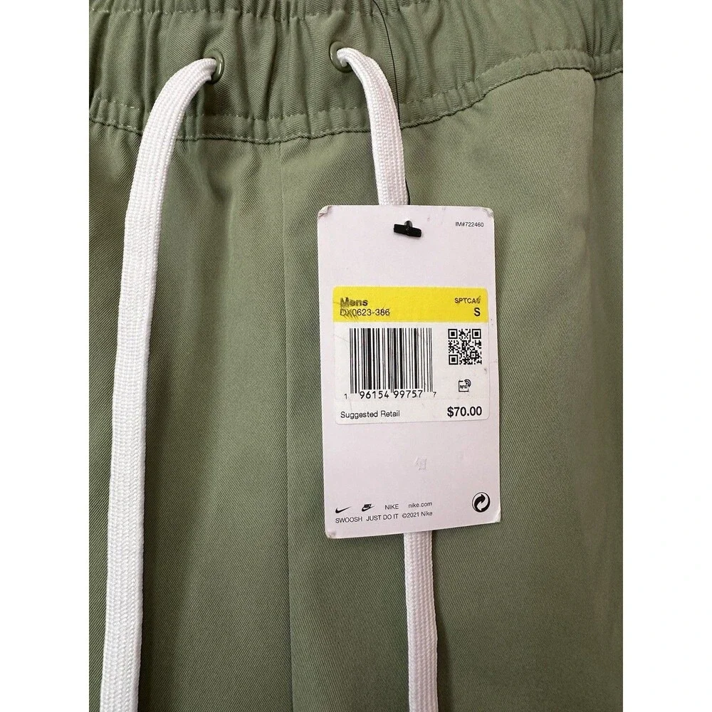 Size S Nike Club Woven Tapered Leg Track Pants Mens Oil Green DX0623-386 NEW